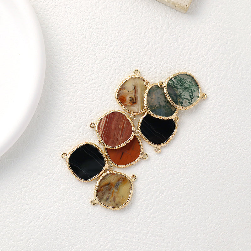 Wholesale Various Healing Stone Gold Plated Necklace Bracelet Charm Jewelry Natural Stone Pendant Charm For Jewelry Making