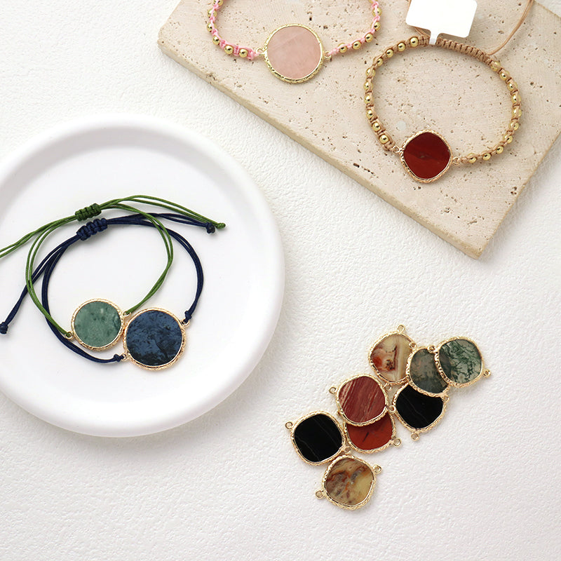 Wholesale Various Healing Stone Gold Plated Necklace Bracelet Charm Jewelry Natural Stone Pendant Charm For Jewelry Making