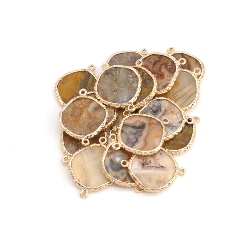 Wholesale Various Healing Stone Gold Plated Necklace Bracelet Charm Jewelry Natural Stone Pendant Charm For Jewelry Making
