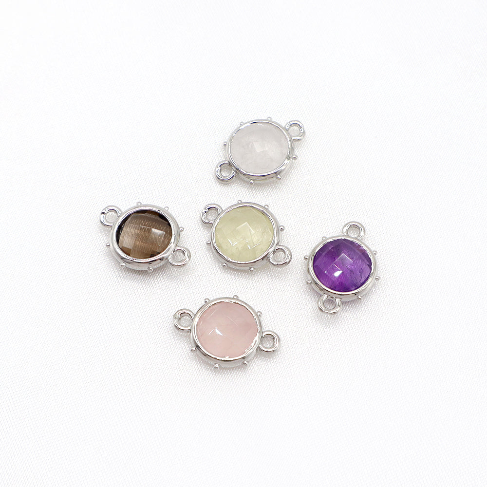 Newest Custom Jewelry Wholesale Natural Stone Charm With Brass Rhodium Plated
