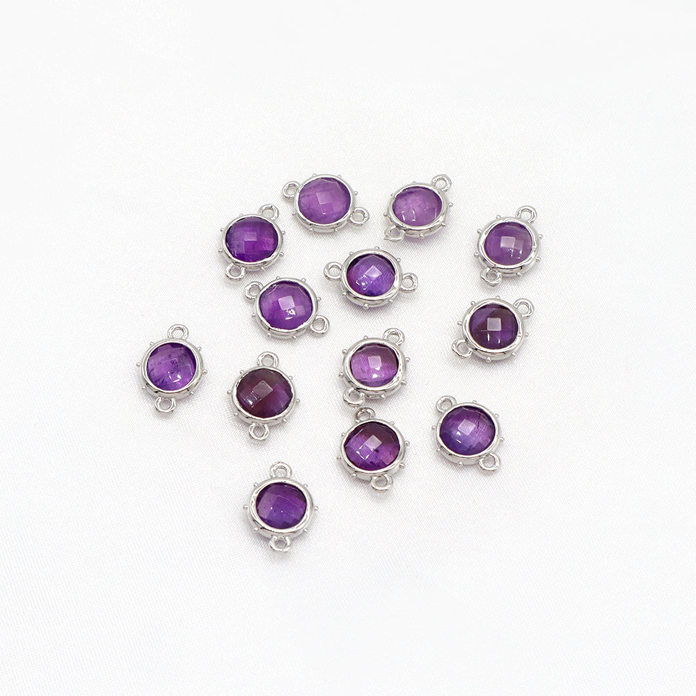 Newest Custom Jewelry Wholesale Natural Stone Charm With Brass Rhodium Plated