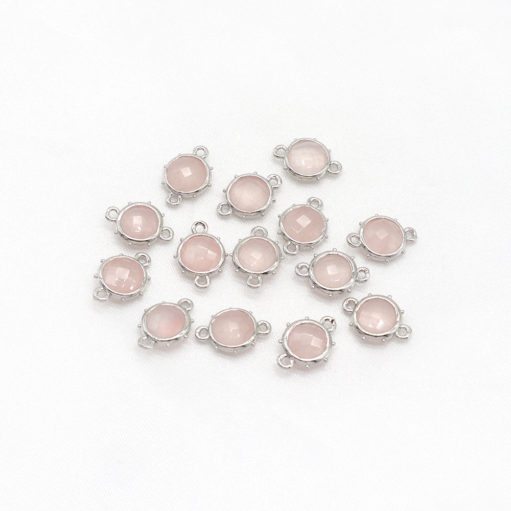 Newest Custom Jewelry Wholesale Natural Stone Charm With Brass Rhodium Plated