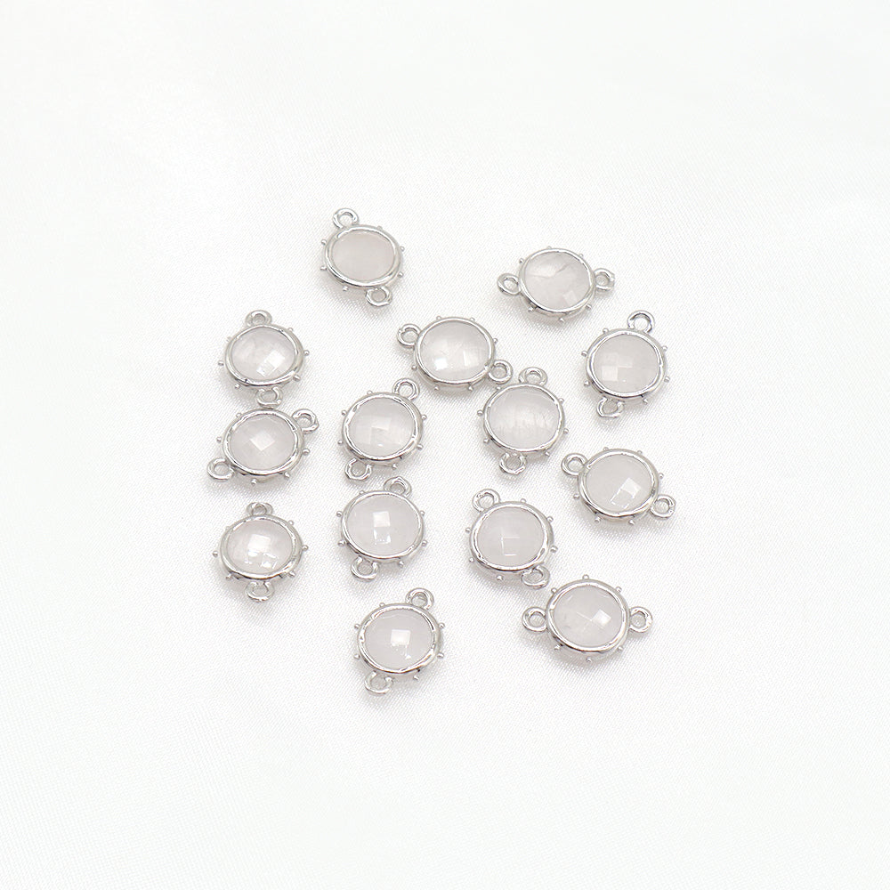 Newest Custom Jewelry Wholesale Natural Stone Charm With Brass Rhodium Plated