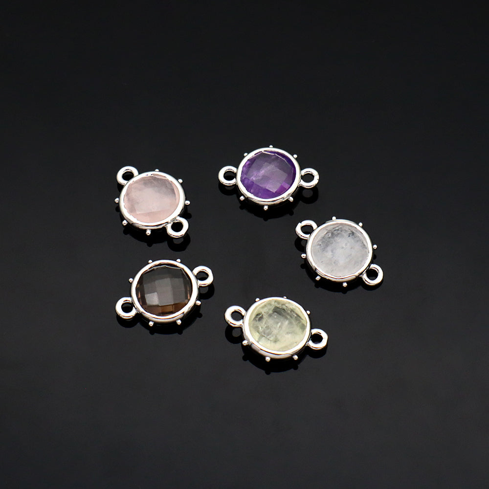 Newest Custom Jewelry Wholesale Natural Stone Charm With Brass Rhodium Plated