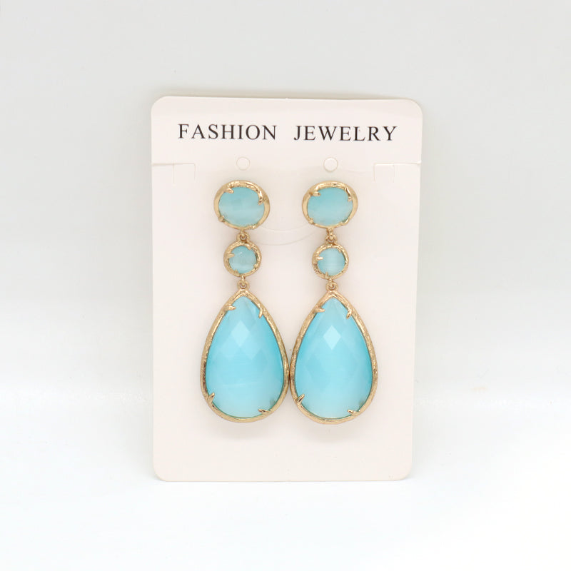Unique Design Healing Stone Drop Earrings Stud Jewelry Women Gift Custom Colorful Gold Plated Dangle Natural Stone Earrings