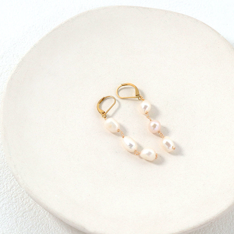 Wholesale Newest Manufacture Factory Customized Pearl Dangle Women Gift Jewelry Gold Plated Pearl Drop Earrings For Gift