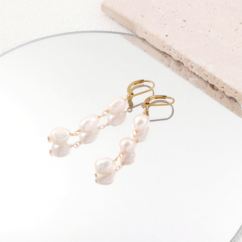 Wholesale Newest Manufacture Factory Customized Pearl Dangle Women Gift Jewelry Gold Plated Pearl Drop Earrings For Gift