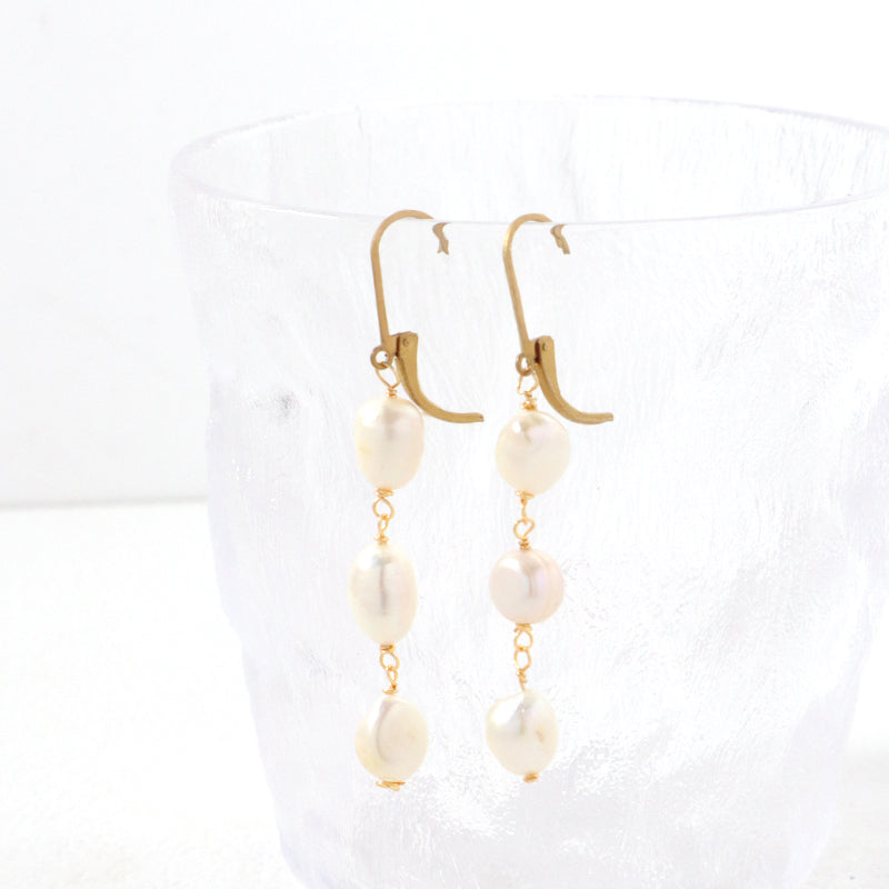 Wholesale Newest Manufacture Factory Customized Pearl Dangle Women Gift Jewelry Gold Plated Pearl Drop Earrings For Gift