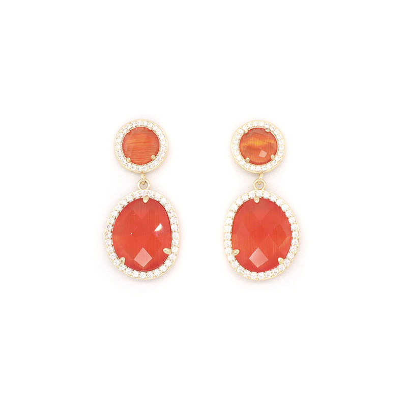 Green Orange Purple White Earrings Stud Women Gift Jewelry Wholesale Custom Gold Plated Dangle Drop Natural Stone Stud Earrings