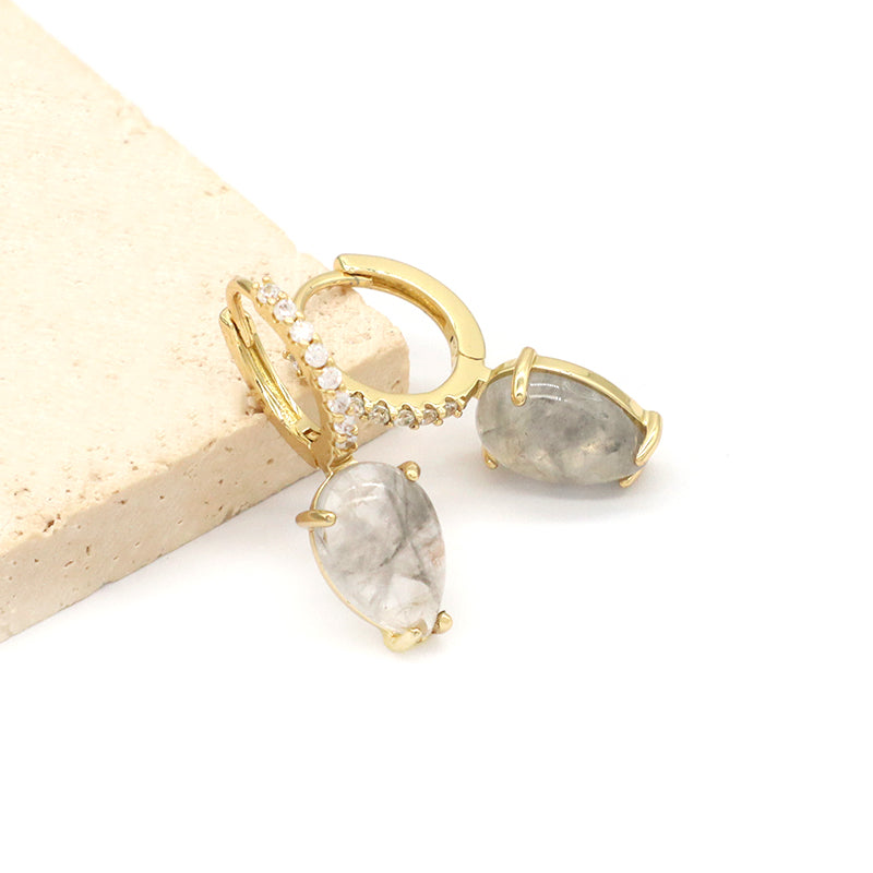 Wholesale Various Custom China Factory Dangle Earrings Gold Plated Natural Stone Hoop Earrings For Women Gift Jewelry