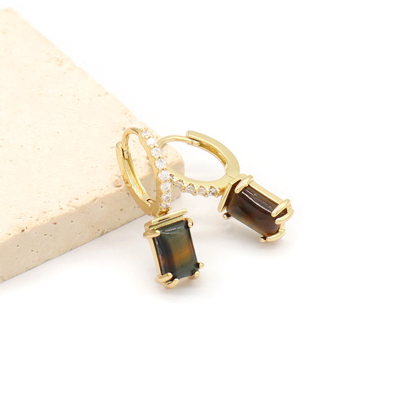 Wholesale Various Custom China Factory Dangle Earrings Gold Plated Natural Stone Hoop Earrings For Women Gift Jewelry