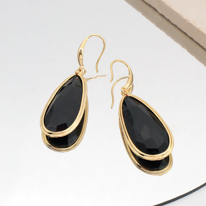 Newest Wholesale Customized China Factory Gooseneck Dangle Earrings Jewelry Gold Plated Natural Stone Drop Earrings For Women Gift