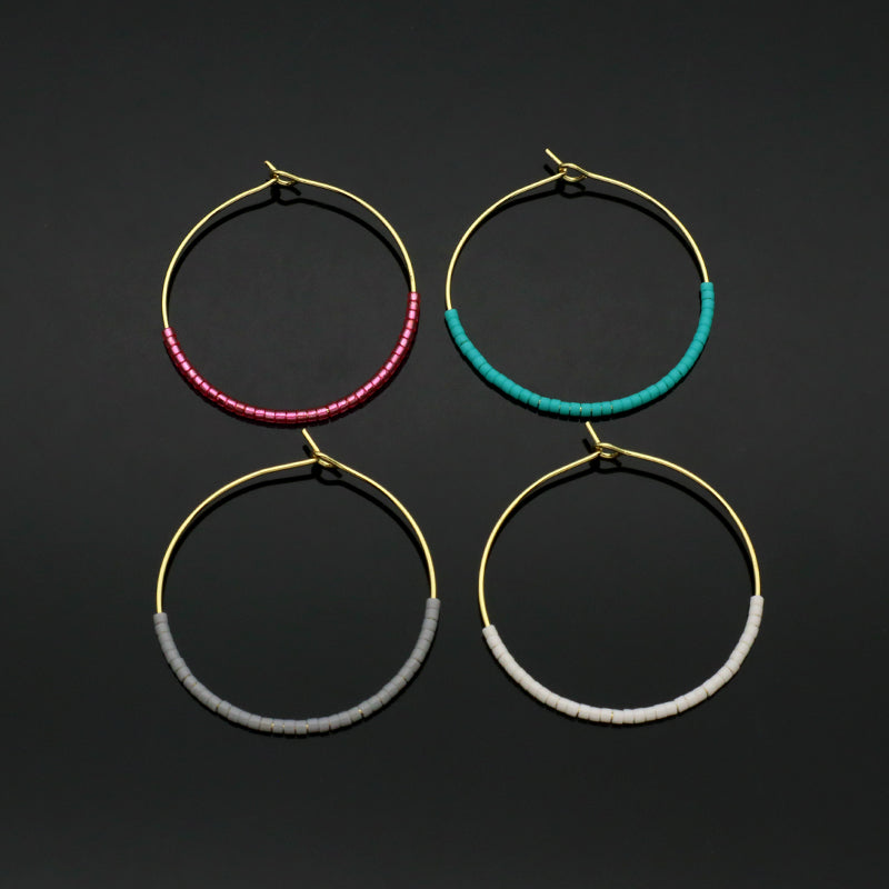 Handmade Wholesale Custom China Factory Hoop Earrings Women Gift Jewelry Gold Plated Miyuki Beads Earrings