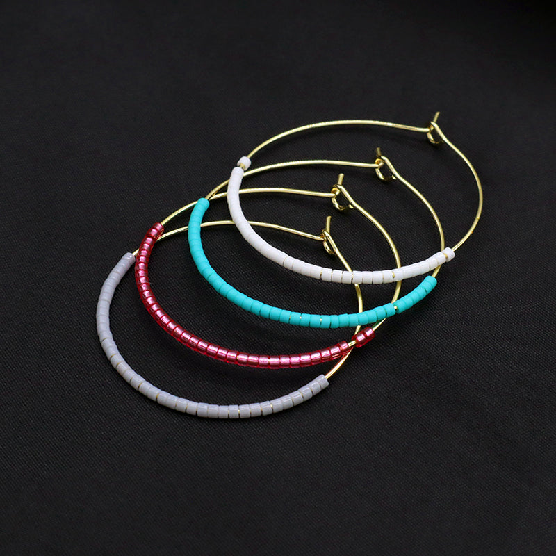 Handmade Wholesale Custom China Factory Hoop Earrings Women Gift Jewelry Gold Plated Miyuki Beads Earrings