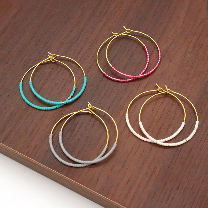 Handmade Wholesale Custom China Factory Hoop Earrings Women Gift Jewelry Gold Plated Miyuki Beads Earrings