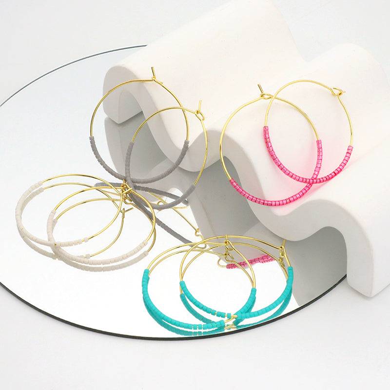 Handmade Wholesale Custom China Factory Hoop Earrings Women Gift Jewelry Gold Plated Miyuki Beads Earrings