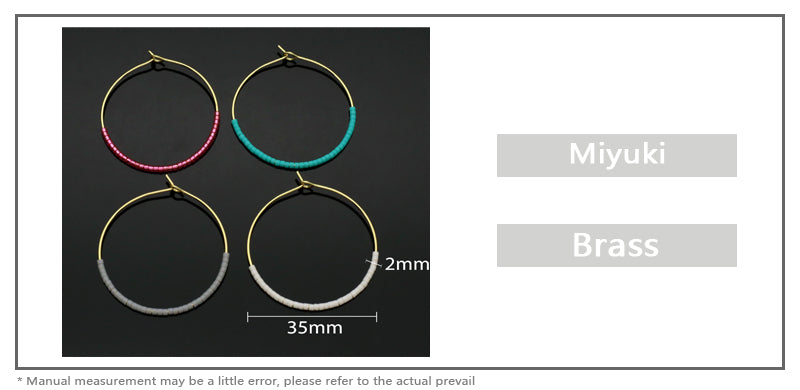 Handmade Wholesale Custom China Factory Hoop Earrings Women Gift Jewelry Gold Plated Miyuki Beads Earrings