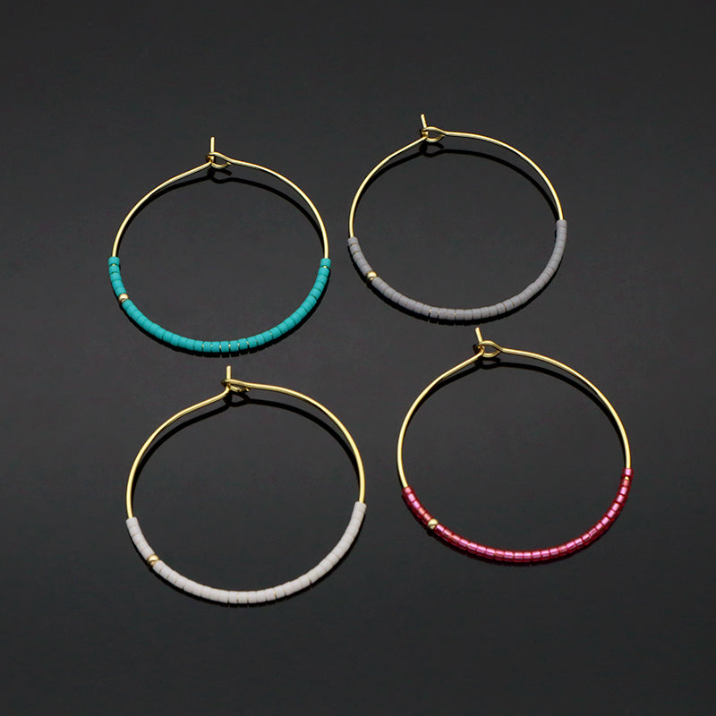 Various Corlor Handmade Wholesale Custom China Factory Hoop Earrings Jewelry Gold Plated Miyuki Beads Earrings For Women Gift
