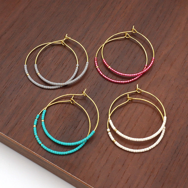 Various Corlor Handmade Wholesale Custom China Factory Hoop Earrings Jewelry Gold Plated Miyuki Beads Earrings For Women Gift