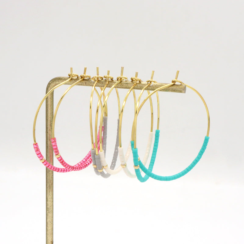 Various Corlor Handmade Wholesale Custom China Factory Hoop Earrings Jewelry Gold Plated Miyuki Beads Earrings For Women Gift