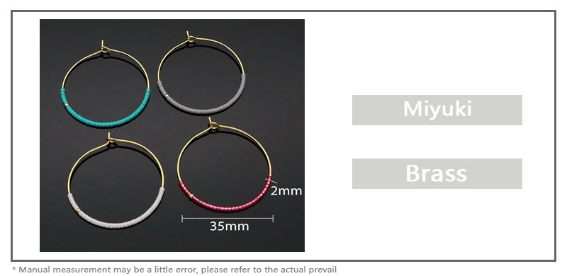 Various Corlor Handmade Wholesale Custom China Factory Hoop Earrings Jewelry Gold Plated Miyuki Beads Earrings For Women Gift