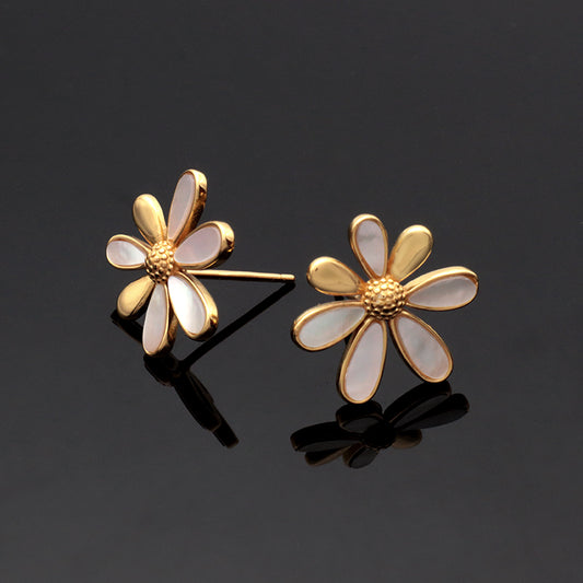 Custom Manufacture Fashion China Factory Women Jewelry Gift Earring Hoop Gold Plated 925 Silver Sterling Shell Flower Shaped Earrings