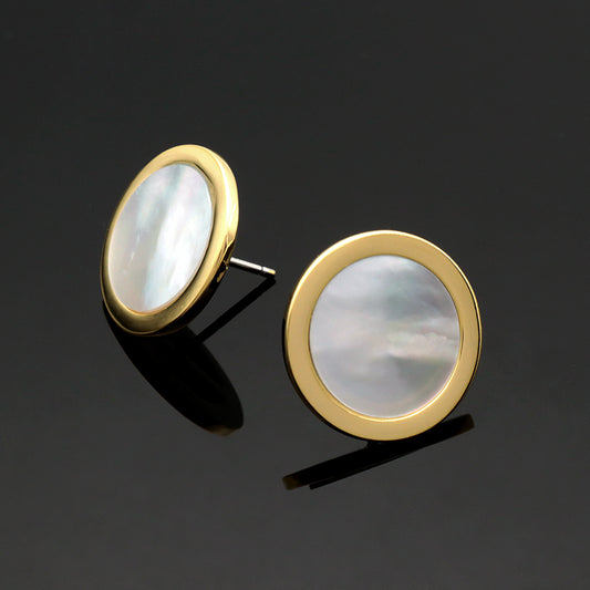 OEM Wholesale Customized Women Jewelry Gift Earring Hoop Gold Plated 925 Silver Sterling Round Shell Shaped Earrings