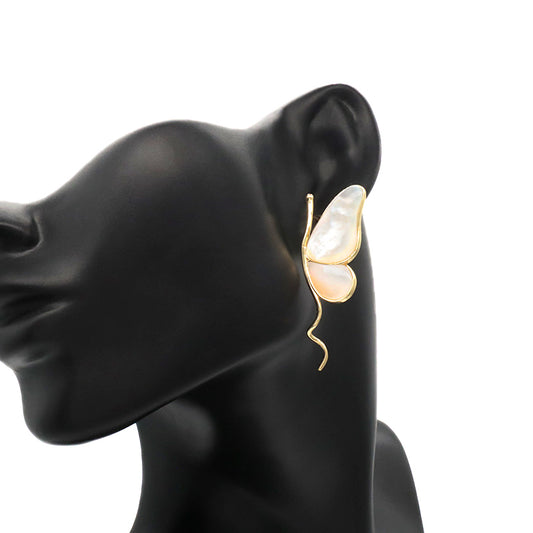 Good Quality New Customized Fashionable Women Jewelry Earring Hoop Gold Plated 925 Silver Sterling Shell Butterfly Earrings For Gift