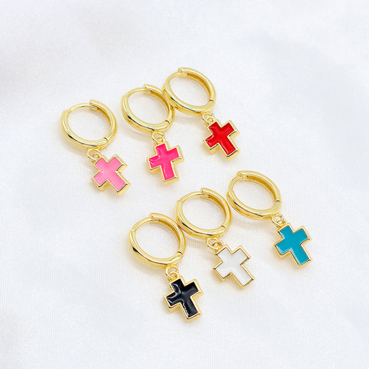 Custom Colorful Enamel Pendant Earrings