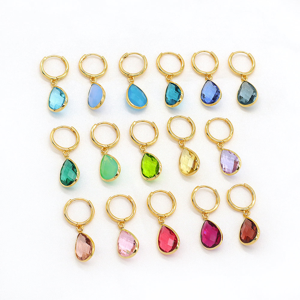 Custom Colorful CZ Glass Crystal Earring Gold Plated Earrings
