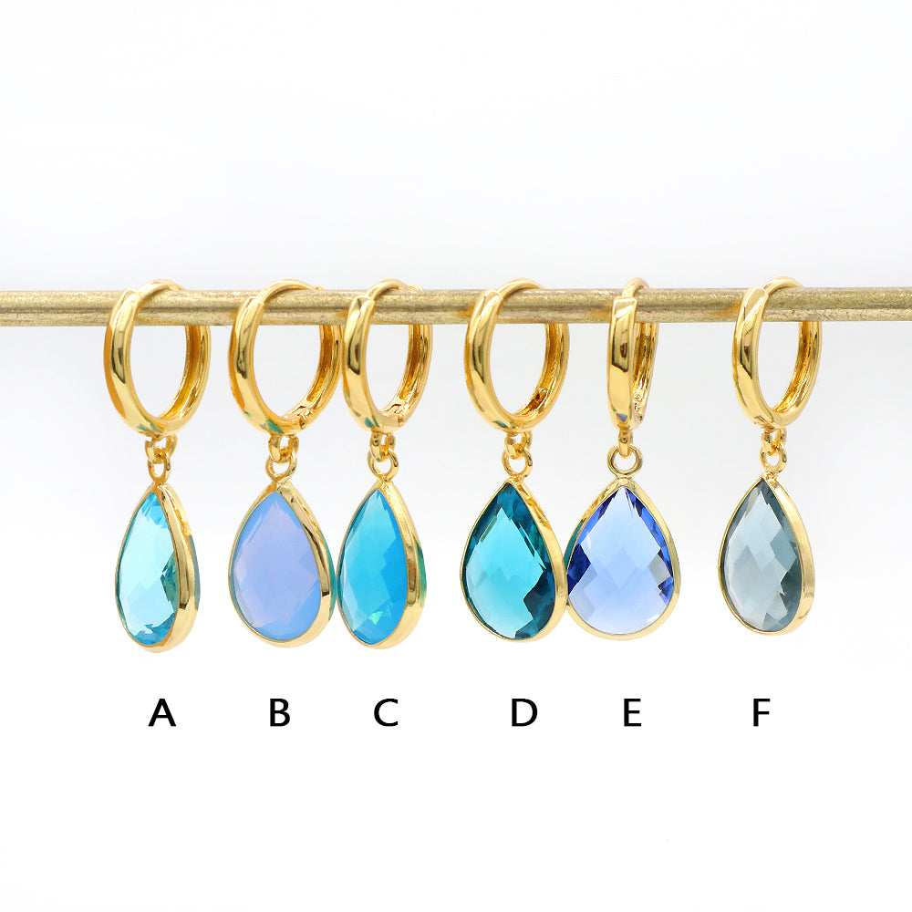 Custom Colorful CZ Glass Crystal Earring Gold Plated Earrings