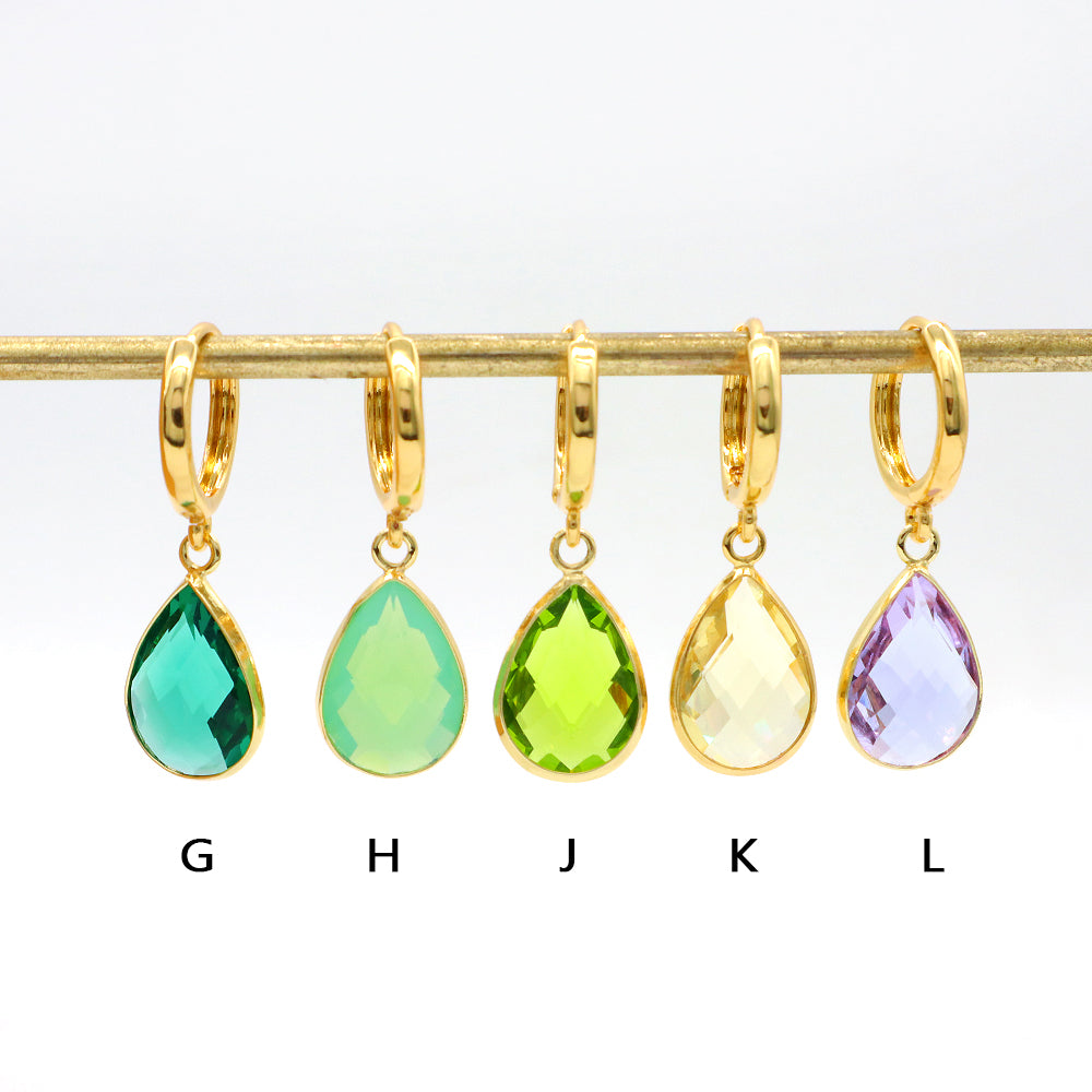 Custom Colorful CZ Glass Crystal Earring Gold Plated Earrings