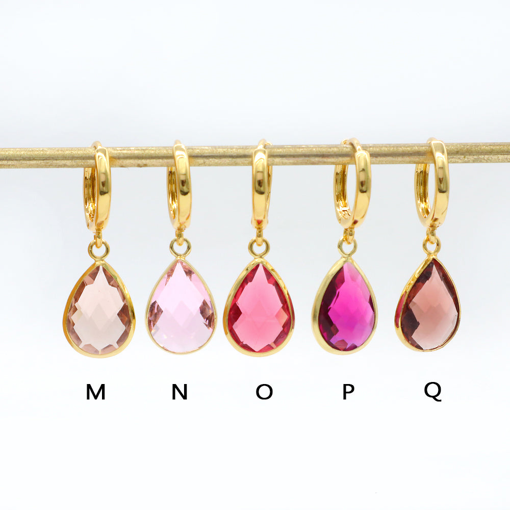 Custom Colorful CZ Glass Crystal Earring Gold Plated Earrings