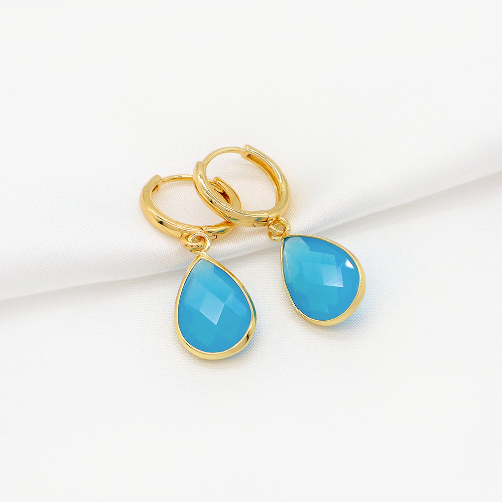 Custom Colorful CZ Glass Crystal Earring Gold Plated Earrings