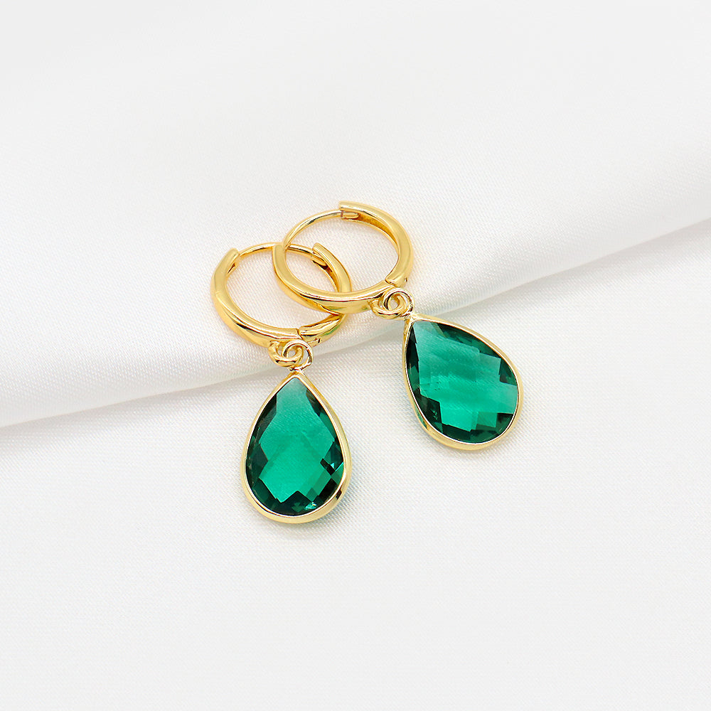 Custom Colorful CZ Glass Crystal Earring Gold Plated Earrings