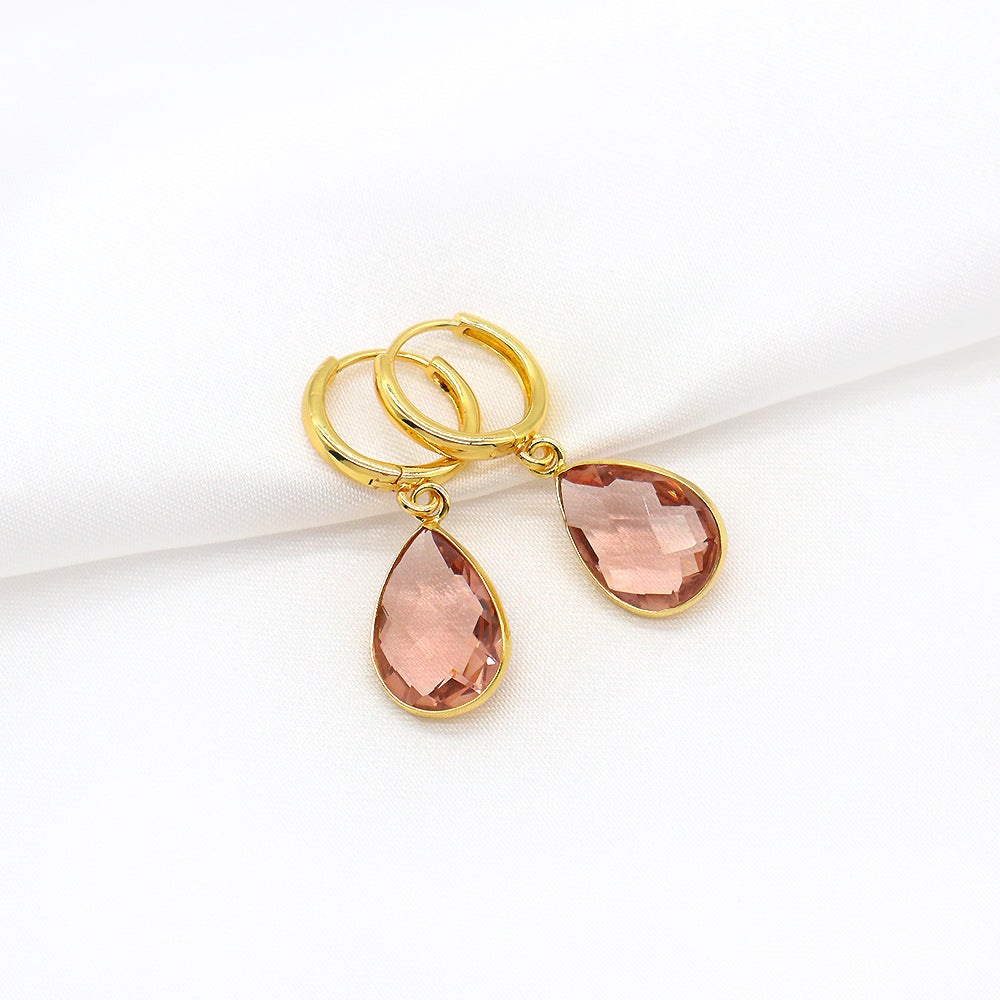 Custom Colorful CZ Glass Crystal Earring Gold Plated Earrings