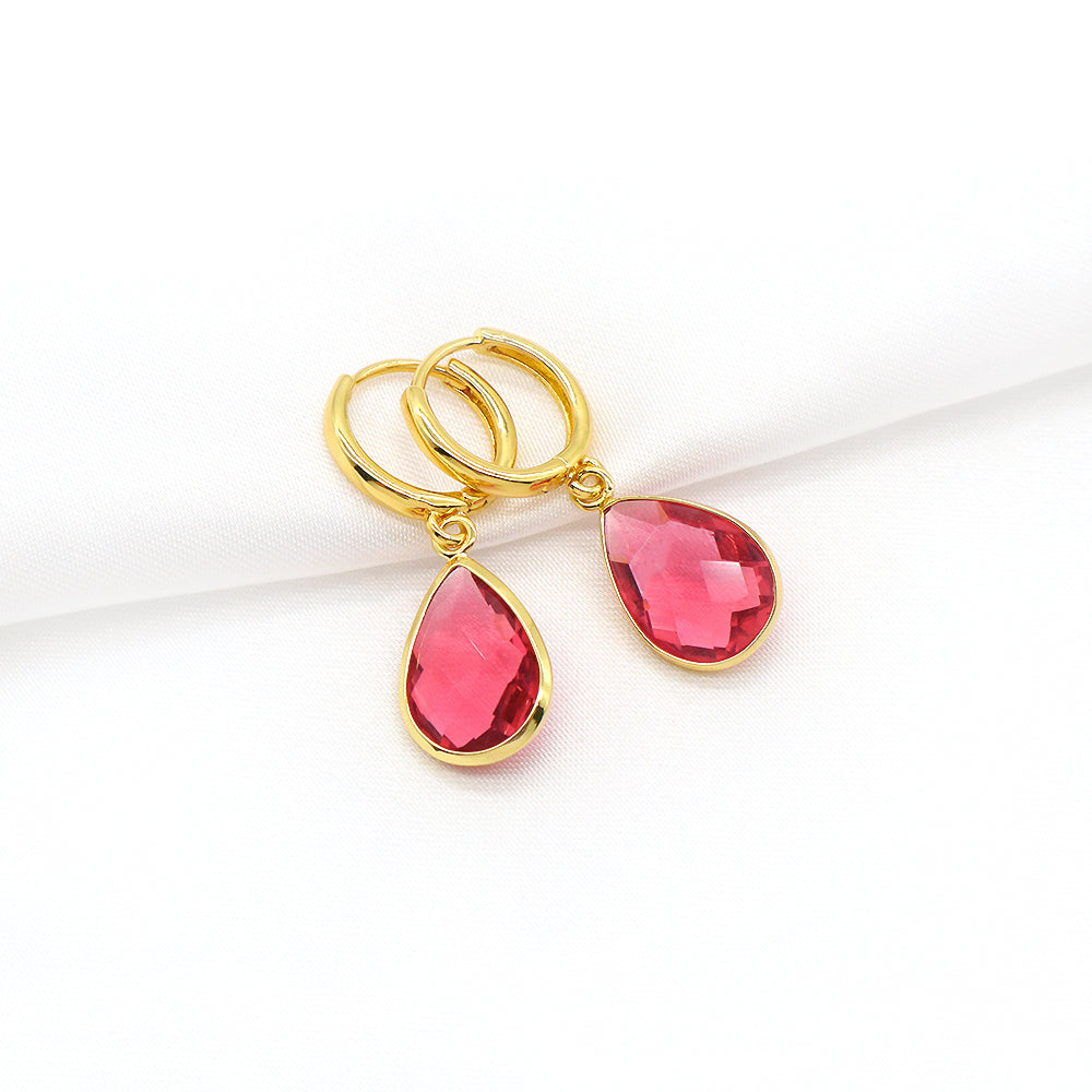 Custom Colorful CZ Glass Crystal Earring Gold Plated Earrings