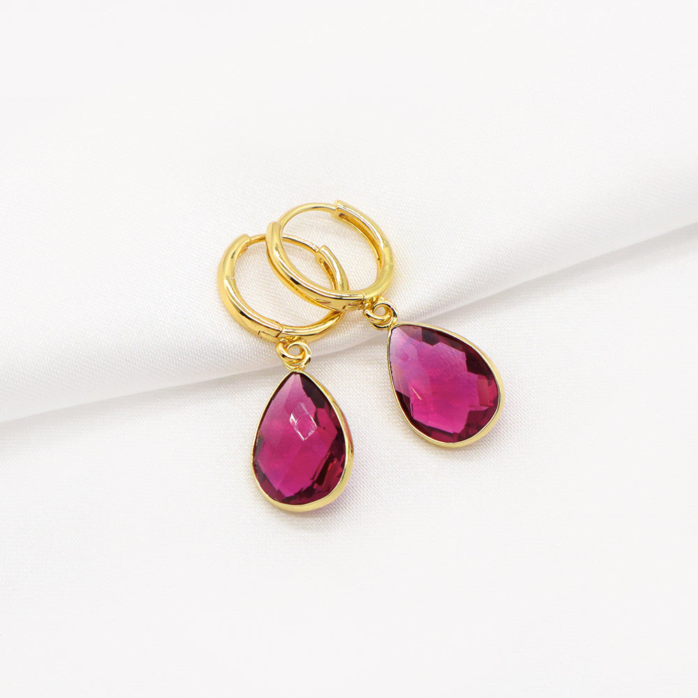 Custom Colorful CZ Glass Crystal Earring Gold Plated Earrings