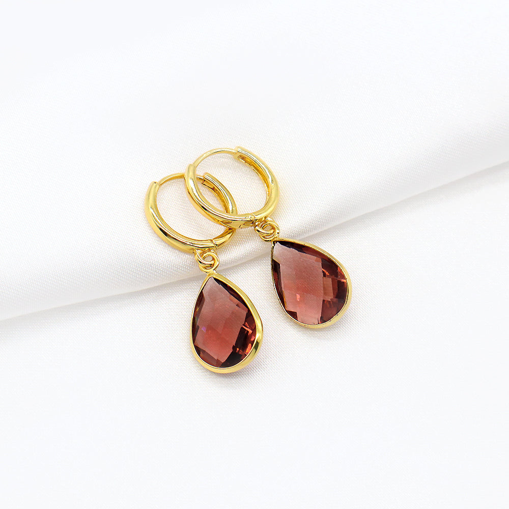 Custom Colorful CZ Glass Crystal Earring Gold Plated Earrings