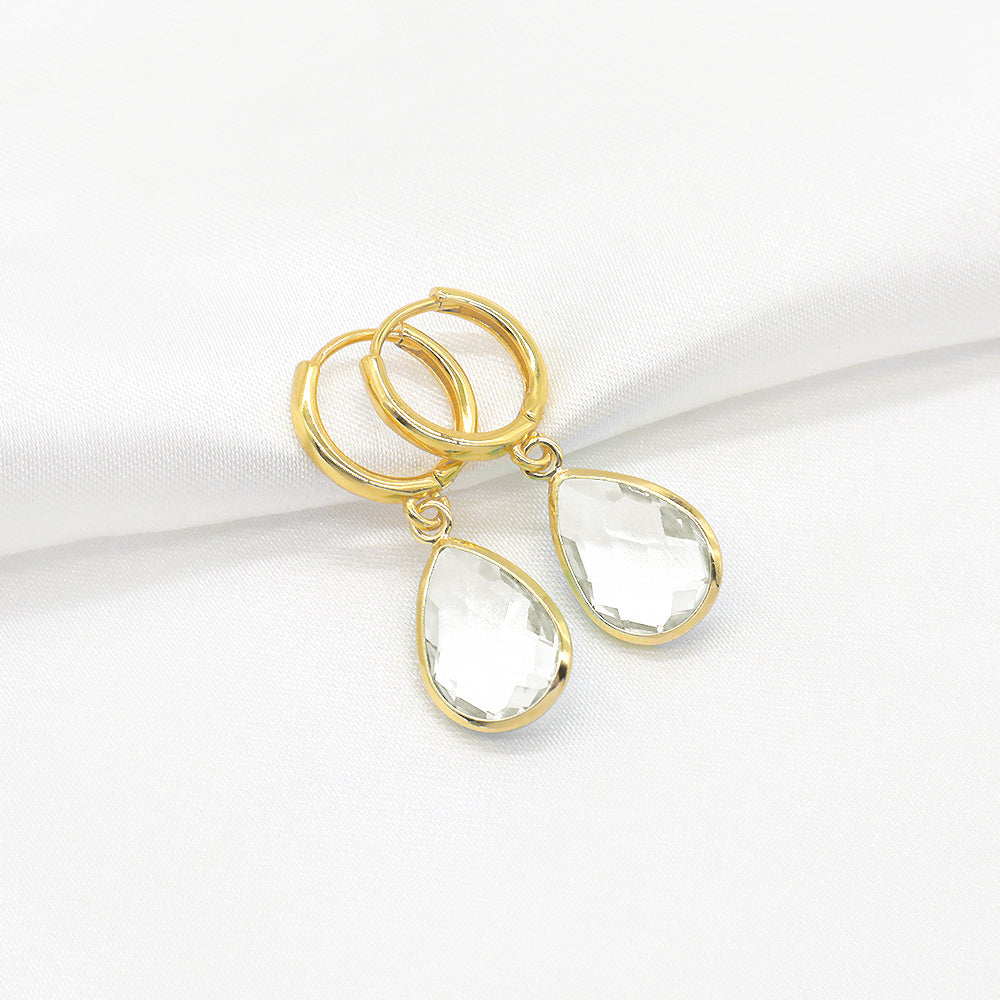 Custom Colorful CZ Glass Crystal Earring Gold Plated Earrings