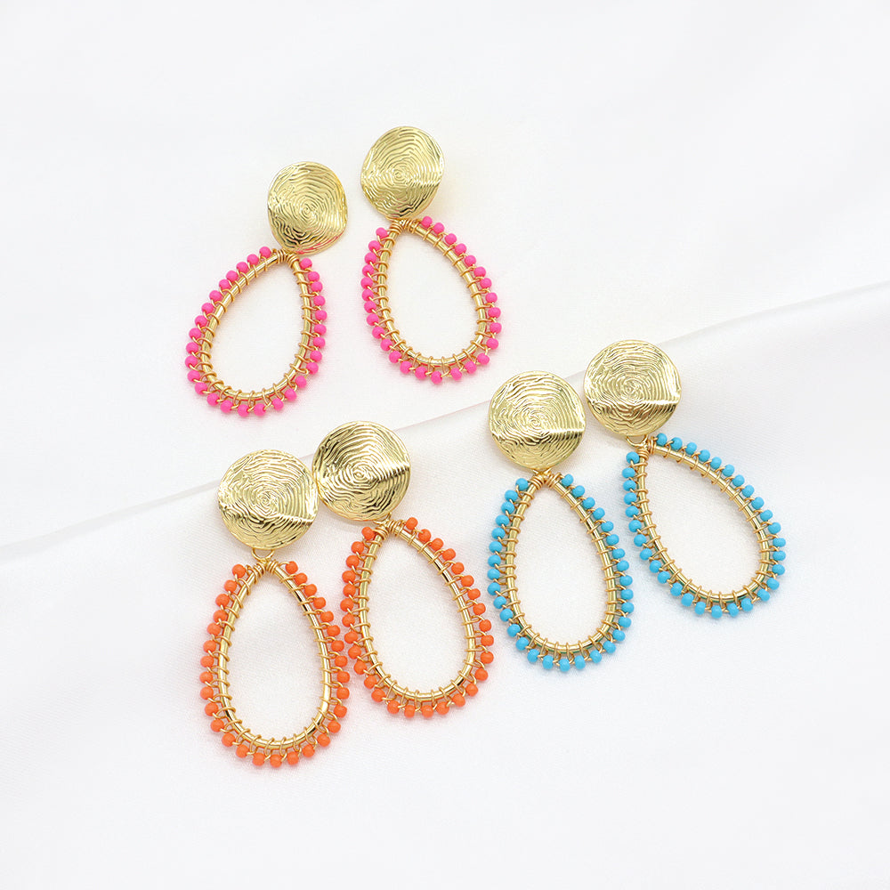 Handmade Wholesale Custom Gold Plated Seed Beads Earrings Hoop Earrings Jewelry