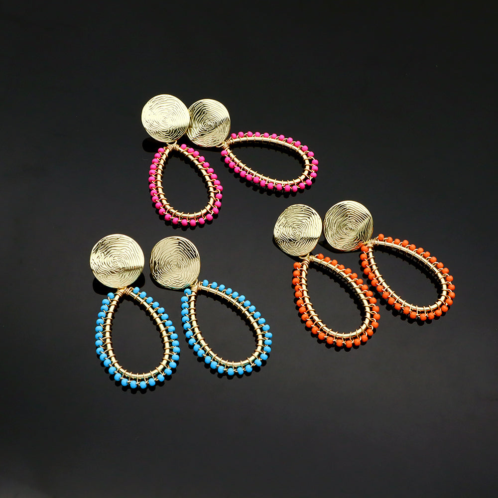 Handmade Wholesale Custom Gold Plated Seed Beads Earrings Hoop Earrings Jewelry