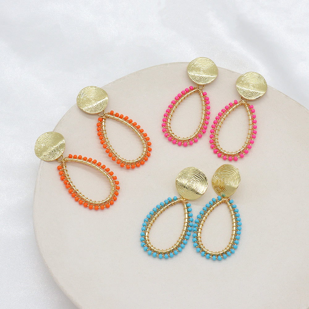 Handmade Wholesale Custom Gold Plated Seed Beads Earrings Hoop Earrings Jewelry