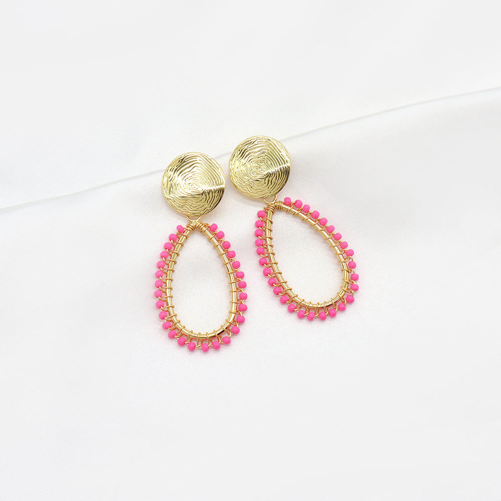 Handmade Wholesale Custom Gold Plated Seed Beads Earrings Hoop Earrings Jewelry