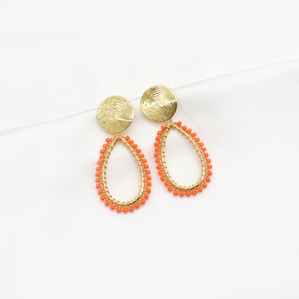 Handmade Wholesale Custom Gold Plated Seed Beads Earrings Hoop Earrings Jewelry