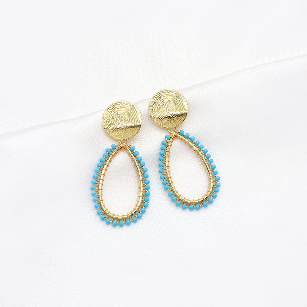 Handmade Wholesale Custom Gold Plated Seed Beads Earrings Hoop Earrings Jewelry