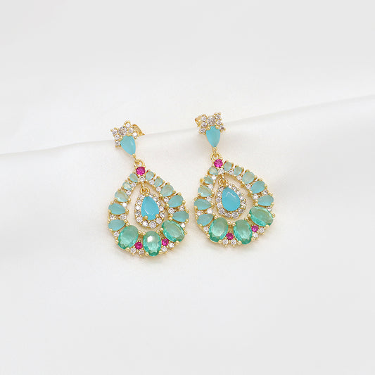 Wholesale Custom Dangle Earrings Stud Gold Plated Glass Crystal Hoop Earrings Jewelry