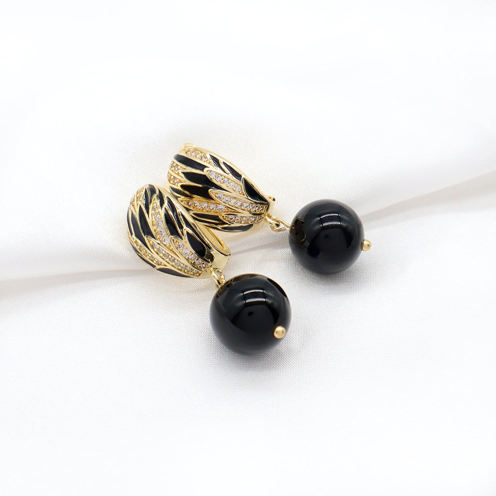 Custom CZ Natural Stone Earring Gold Plated Natural Gemstone Earrings