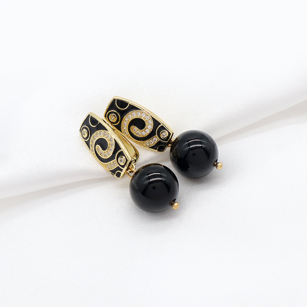Custom CZ Natural Stone Earring Gold Plated Natural Gemstone Earrings