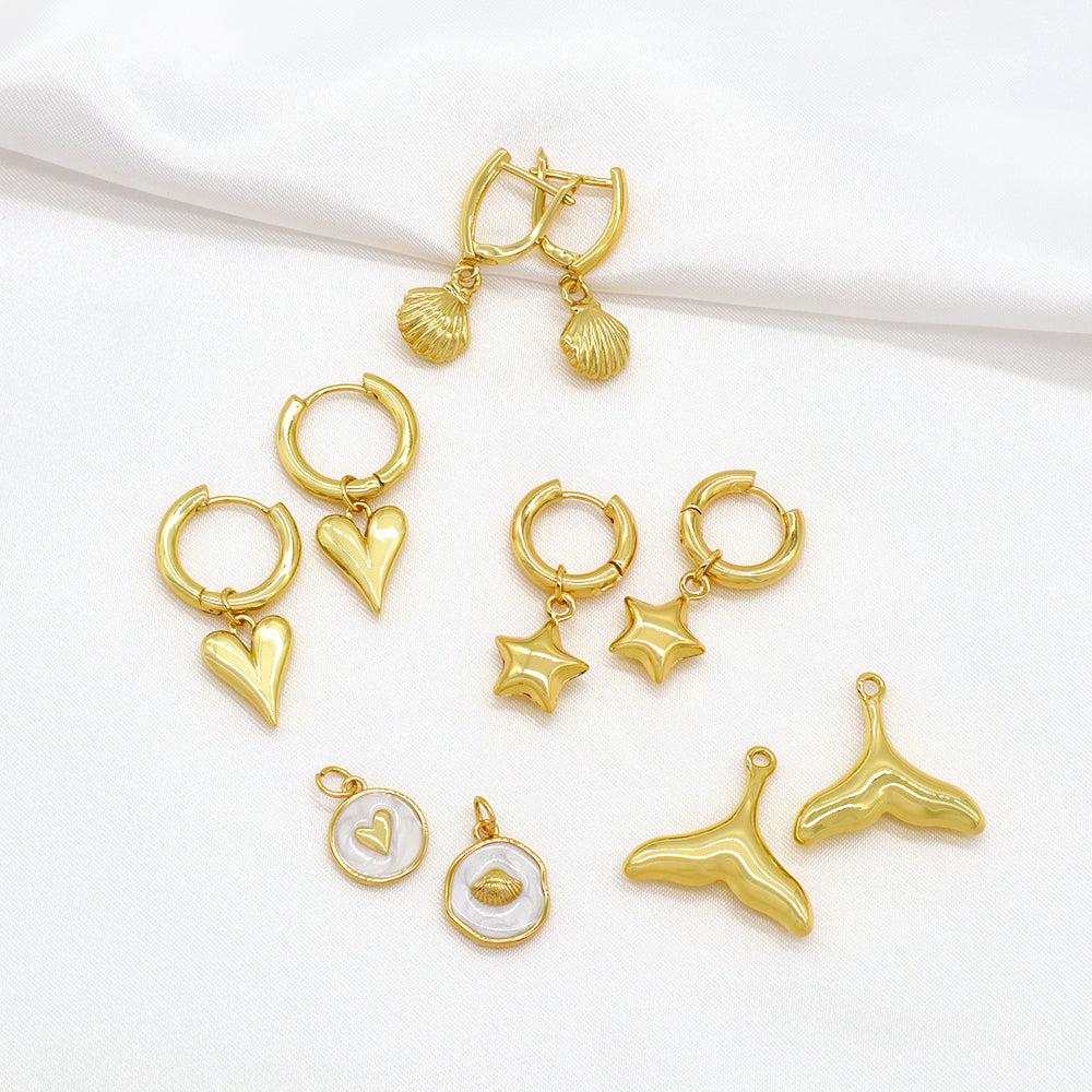 Custom Plated Gold Hoop Pendant Drop Dangle Earrings Jewelry